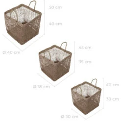Panier Carré Tressé En Fibre Naturelle (lot De 3) - Scar -Ubbink Magasin 10223368 4