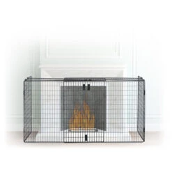 Relaxdays Barrière De Sécurité Pare-feu De Cheminée Grille Pare-étincelles Enfant Métal 160 Cm, Noir