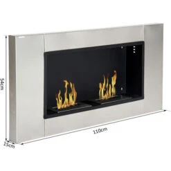 HOMCOM Cheminée Bioéthanol Murale Design Bauhaus 2 Brûleurs 3 L Couverture 25-30 M² Acier Inox Brossé -Ubbink Magasin 1074988 3