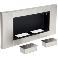 HOMCOM Cheminée Bioéthanol Murale Design Bauhaus 2 Brûleurs 3 L Couverture 25-30 M² Acier Inox Brossé -Ubbink Magasin 1074988 5