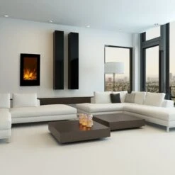 Lausanne Vertical Cheminée électrique 1000 Ou 2000 Watts Verre Télécommande Variateur D'intensité -Ubbink Magasin 12991151 2