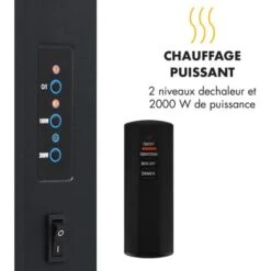 Lausanne Vertical Cheminée électrique 1000 Ou 2000 Watts Verre Télécommande Variateur D'intensité -Ubbink Magasin 12991151 4