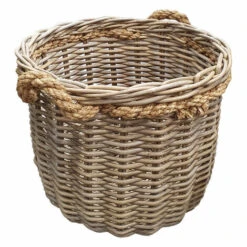 Panier Rond En Kubu Naturel Tressé D.46 Cm Avec Anses - SIBU M