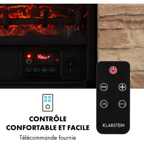 Kaprun Cheminée électrique 1800W Décor Pierre Polystone Télécommande 6 Kaprun Cheminée électrique 1800W Décor Pierre Polystone Télécommande – Image 4