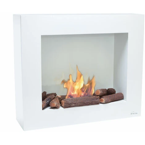 Cheminée éthanol En Blanc Avec Kit De Bûches 3 Cheminée éthanol En Blanc Avec Kit De Bûches