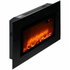 Cheminée Murale électrique Noir Max. 1800 W Télécommande Effet Flamme Illusion écran Tête Haute Fonction Chauffage Minuterie -Ubbink Magasin 18474917 4