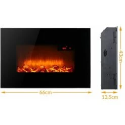Cheminée Murale électrique Noir Max. 1800 W Télécommande Effet Flamme Illusion écran Tête Haute Fonction Chauffage Minuterie -Ubbink Magasin 18474917 5