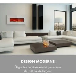 Lausanne Long Cheminée électrique 1600W 128cm Télécommande Blanc -Ubbink Magasin 22845378 2