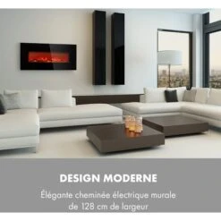 Lausanne Long Cheminée électrique 1600W 128cm Télécommande Noir -Ubbink Magasin 22845379 2