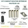 KIT CONDUIT ISOLE EN INTERIEUR - 4 MÈTRES 80 - Inox
