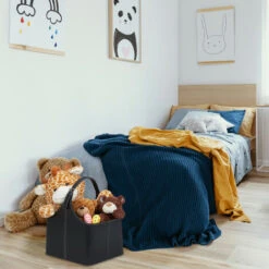 Relaxdays Panier à Bois, Range-buches Similicuir, Rangement & Transport, Porte-revues, Anse, Accessoire Cheminée, Noir -Ubbink Magasin 27194954 5