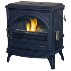 Poêle à Bois Fonte-PETIT CARVIN-8 KW- Peint Anthracite -thermostat GODIN - 366102