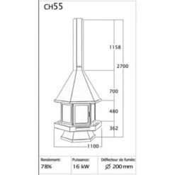 Cheminée Centrale à Foyer Fermé MONTANA 16 KW CH55PCI Inox -Ubbink Magasin 27609346 3