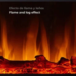 Cheminée Électrique Murale 2000W Kekai Jersey 88x15x56 Cm Noir Avec Simulation De Feu -Ubbink Magasin 27852942 3