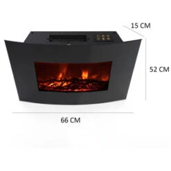 Cheminée Électrique Murale 2000W Kekai Montana 66x15x52 Cm Noir Avec Simulation De Feu -Ubbink Magasin 28556482 4