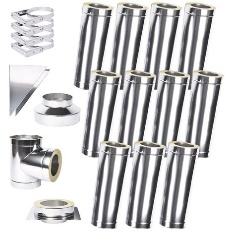 Kit Conduit Isolé 11m Double Paroi Ø 100/120/130/150/160/180/200 Mm - Dimensions: 100 Mm 3 Kit Conduit Isolé 11m Double Paroi Ø 100/120/130/150/160/180/200 Mm - Dimensions: 100 Mm
