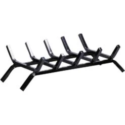 Grille De Cheminée En Fer Forgé Noir, 50 X 30 X 14 Cm -PEGANE-