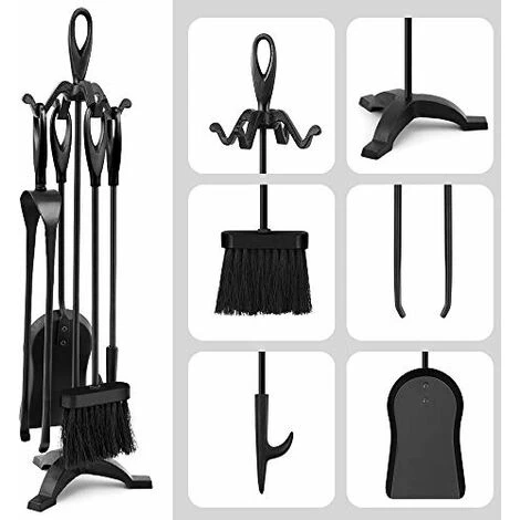Amagabeli Ensemble D'outils De Cheminée 5 Pièces Set Serviteur De Cheminee Noir Forge Outils De Cheminée Pelle Pinces Et Poker Ensemble D'outils 7 Amagabeli Ensemble D'outils De Cheminée 5 Pièces Set Serviteur De Cheminee Noir Forge Outils De Cheminée Pelle Pinces Et Poker Ensemble D'outils – Image 5