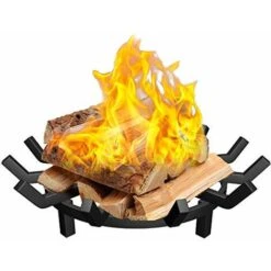 Amagaeli 61cm Grille De Cheminée Pour Feux Chauds Grille à Bûches En Fer Forgé À Toute épreuve En Acier 12 Barreaux 1,8cm Barreaux Intérieur Grille Porte Bûches De Plein Air Poêle à Bois Grille De Feu