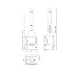 Cheminée Centrale En Acier, 4 Cotés Vitrés, Bûcher Inférieur 13.5 Kw -Ubbink Magasin 3013797 4