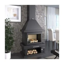 Cheminée à Bois En Acier, Bûcher Inférieur 15 Kw