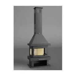 Cheminée à Bois En Acier, 3 Cotés Vitrés Porte Sérigraphiée, Bûcher Inférieur 15 Kw -Ubbink Magasin 3013803 3