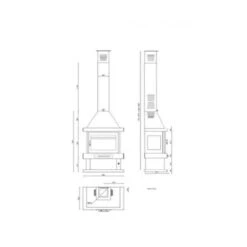 Cheminée à Bois En Acier, 3 Cotés Vitrés Porte Sérigraphiée, Bûcher Inférieur 15 Kw -Ubbink Magasin 3013803 4