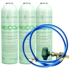 3 Bouteilles De Gaz Réfrigérant R600 + Tuyau + Vanne Isobutane 420gr