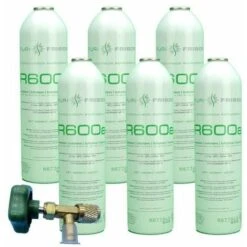 6 Bouteilles De Gaz Réfrigérant R600 + Valve Isobutane 420gr