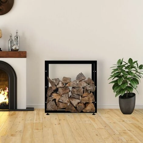 Porte-bûches Pour Bois De Cheminée Keri V2 Noir 25x80x80 Cm 6 Porte-bûches Pour Bois De Cheminée Keri V2 Noir 25x80x80 Cm – Image 4
