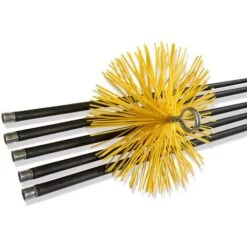 Kit De Ramonage Conduits Gainés Brosse Hérisson Synthétique 7 Mètres En 5 Cannes De 1,40 M - Ø 150 Mm - Kit Complet Nylon