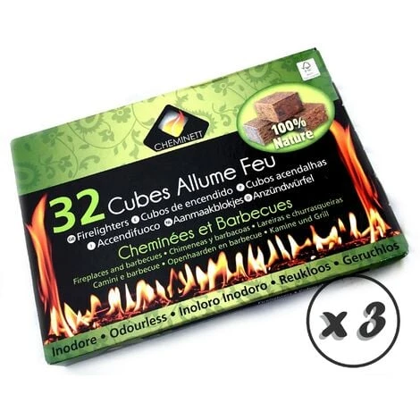 Cubes Allume-feu Pour Cheminées Barbecues Feux De Camp Fours à Bois Poêle - Quantité X 3 - 32 Cubes Allume-feu 3 Cubes Allume-feu Pour Cheminées Barbecues Feux De Camp Fours à Bois Poêle - Quantité X 3 - 32 Cubes Allume-feu