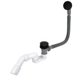 Siphon De Baignoire Avec Vidange CLIC-CLAC, Nettoyage Par Le Haut Noir Mat