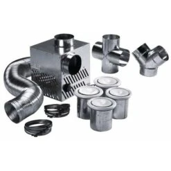 Kit De Distribution D'air Chaud 4 Bouches 500 M3 Pour Cheminée
