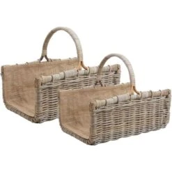 Paniers à Bûches Tressés En Poelet (Lot De 2)