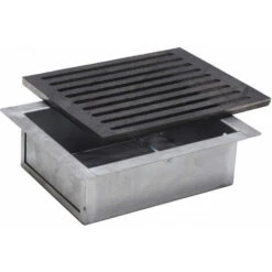 Grille En Fonte 24 X 19 Cm Et Tiroir Ramasse-cendres H 7 Cm