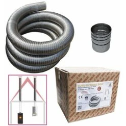 MBM Kit Tuyau Flexible Inox 316 De 10 M De Diamètre Intérieur 80 Mm Selon CE EN 1856 2 Conduit De Fumée