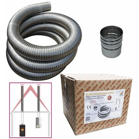 MBM Kit Tuyau Flexible Inox 316 De 10 M De Diamètre Intérieur 80 Mm Selon CE EN 1856 2 Conduit De Fumée 3 MBM Kit Tuyau Flexible Inox 316 De 10 M De Diamètre Intérieur 80 Mm Selon CE EN 1856 2 Conduit De Fumée
