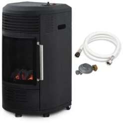 Favex - Chauffage D'appoint à Gaz Volga - Prêt à L'emploi Livré Avec Tuyau Et Détendeur - Infrableu Effet Feu De Cheminée - 6 Puissances De Chauffe Thermostat - Jusqu'à 40 M2 - Noir