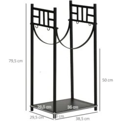 OUTSUNNY Serviteur De Cheminée - Porte Bûches - Range Bûches Multi-accessoires étagère Bûches Et Petits Bois Métal Noir -Ubbink Magasin 41318235 3