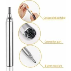 Soufflet De Poche 3 Pièces Tube De Feu Poche En Acier Inoxyable Tube De Feu à Souffler De Survie Tube Télescopique Outil à Feu De Démarrage Pour Le Camping Pique-Nique La Randonnée, La Barbecue -Ubbink Magasin 41441614 3