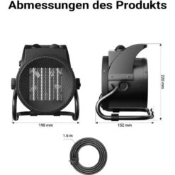 XPOtool Chauffage Infrarouge Céramique 2kW 2000W 30m² Thermostat Radiateur 3 Niveaux Puissance -Ubbink Magasin 41821830 3