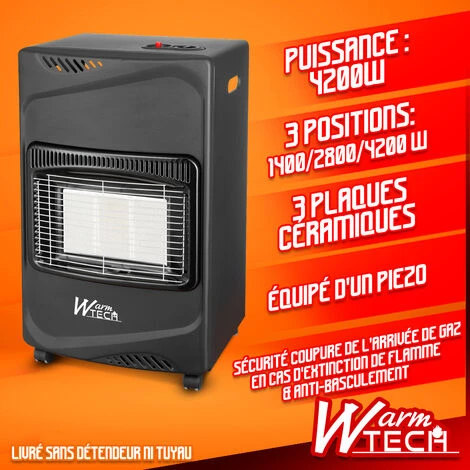 Chauffage Gaz Infrarouge Sur Roues 4.2KW - 3 Positions - Warm Tech 4 Chauffage Gaz Infrarouge Sur Roues 4.2KW - 3 Positions - Warm Tech – Image 2