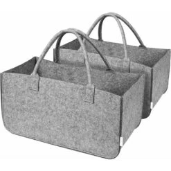 Homfa 2 X Sac En Feutre Pour Cheminée, Panier à Provisions Pour Bois De Chauffage Et Journaux, Panier à Magazines 49 X 26 X 26 Cm (gris), Charge Jusqu'à 15 Kg