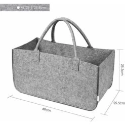 Homfa 2 X Sac En Feutre Pour Cheminée, Panier à Provisions Pour Bois De Chauffage Et Journaux, Panier à Magazines 49 X 26 X 26 Cm (gris), Charge Jusqu'à 15 Kg -Ubbink Magasin 42673839 3