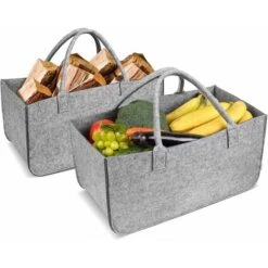 Homfa 2 X Sac En Feutre Pour Cheminée, Panier à Provisions Pour Bois De Chauffage Et Journaux, Panier à Magazines 49 X 26 X 26 Cm (gris), Charge Jusqu'à 15 Kg -Ubbink Magasin 42673839 4