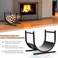 COSTWAY Porte-bûches Bois De Cheminée En Métal En Forme De U 43 X 37 X 39,5 Cm Avec Poignées Charge 30 Kg Intérieur Extérieur 10 COSTWAY Porte-bûches Bois De Cheminée En Métal En Forme De U 43 X 37 X 39,5 Cm Avec Poignées Charge 30 Kg Intérieur Extérieur -Ubbink Magasin 43947670 4