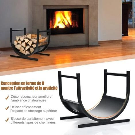 COSTWAY Porte-bûches Bois De Cheminée En Métal En Forme De U 43 X 37 X 39,5 Cm Avec Poignées Charge 30 Kg Intérieur Extérieur 6 COSTWAY Porte-bûches Bois De Cheminée En Métal En Forme De U 43 X 37 X 39,5 Cm Avec Poignées Charge 30 Kg Intérieur Extérieur – Image 4