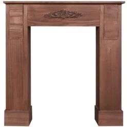 Rebecca Mobili Cadre Cheminée Décoratif Bois Marron Clair Rustique 98x97x22,5