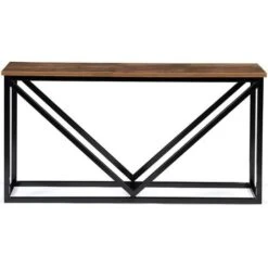 Range Bûches Horizontal DAYTON Acier Noir Plateau Bois Vieilli Pour Cheminée -Ubbink Magasin 46360169 3